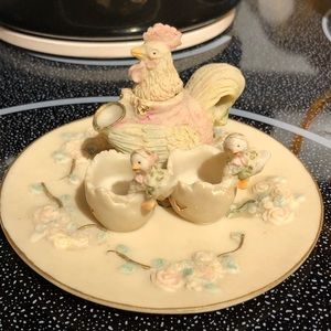 Resin tea set decorative chicken and chicks 🐥